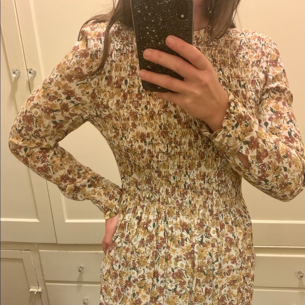 Fall floral high neck babydoll dress